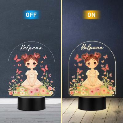 Personalized Cute Princess Girl LED Night Lamp Customized with Name Return Gift Girls Room Decor Light Warm White Light Birthday Gift for Girls